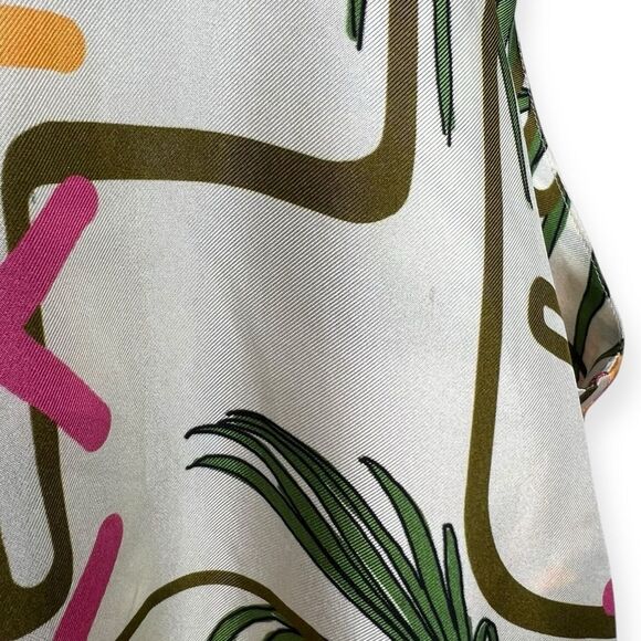 Be Parisian 100% French Silk Twist Tank Top Blouse Botanical Floral Medium Large - Picture 10 of 11